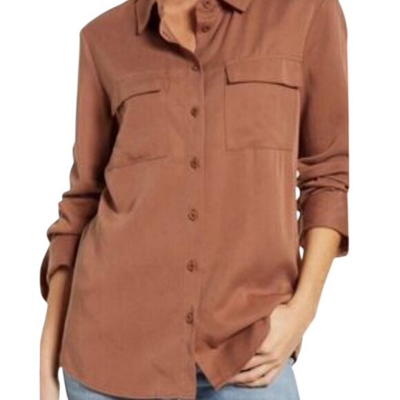 Reformation Latte Button Up Shirt Brown Versatile Size S - Picture 1 of 7